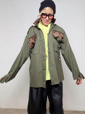 Camicia vintage  carattere deciso e stile unico U7 PAILETTES/ VERDE MILITARE FEMALE 