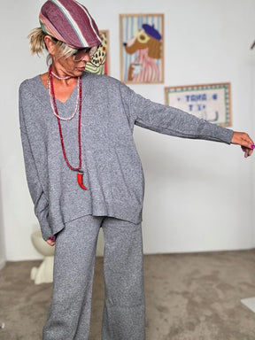 HAVE ONE - Completo in maglina  comfort elegante con un tocco sporty-chic grigio HNC-P002B/ GRIGIO HAVE ONE 