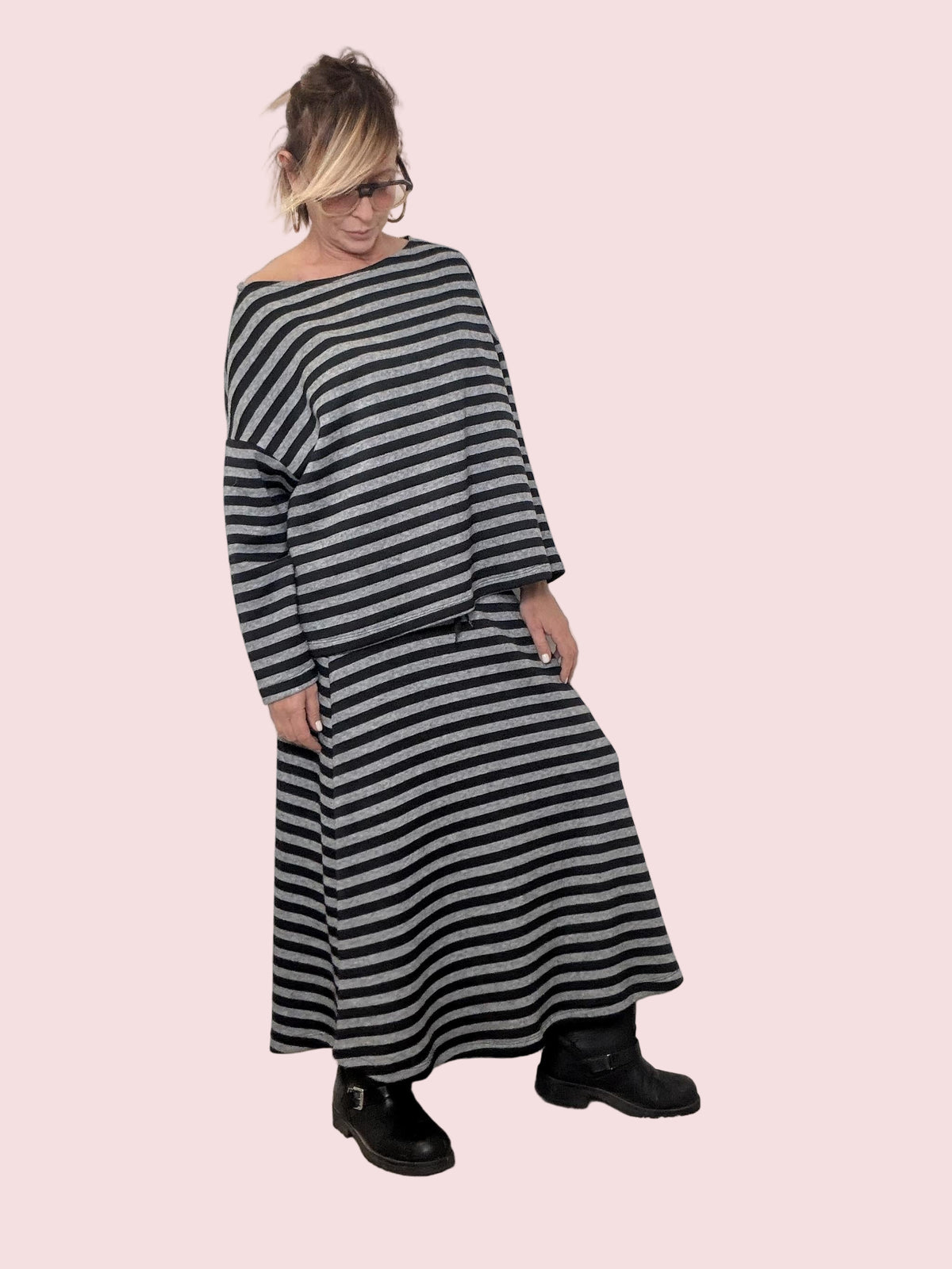 SOUVENIR - Maglia Stripy Relax S38M1275/ GRIGIO SOUVENIR 