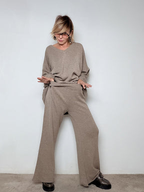 SUSY STAR - :COMPLETO MAGLIA + PANTALONE CASHMERE FANGO STWG7011B/ FANGO SUSY STAR 