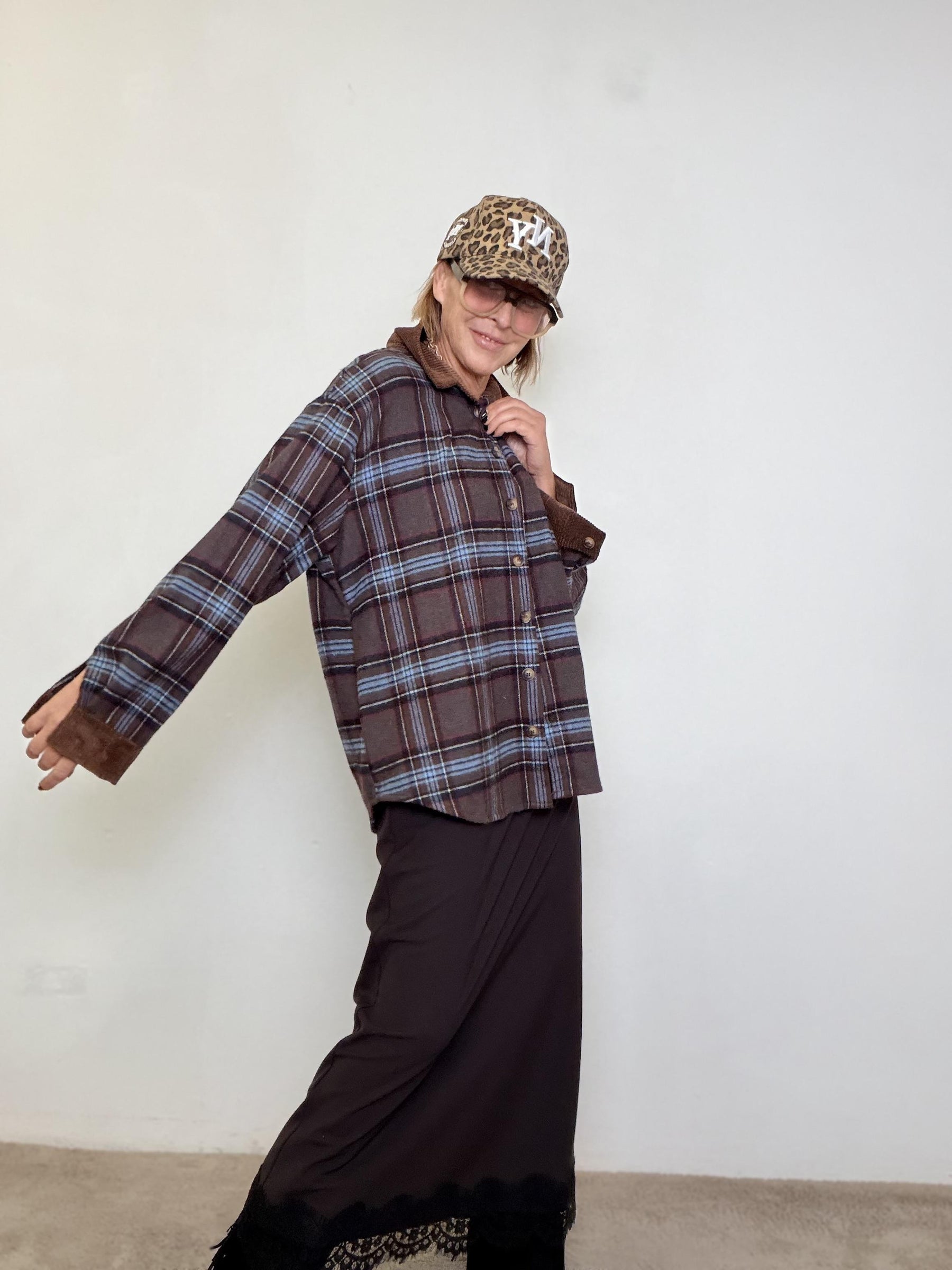 FEMALE -  Camicia Soft Check 40031/ MORO/CELESTE FEMALE 