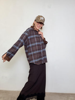 FEMALE -  Camicia Soft Check 40031/ MORO/CELESTE FEMALE 