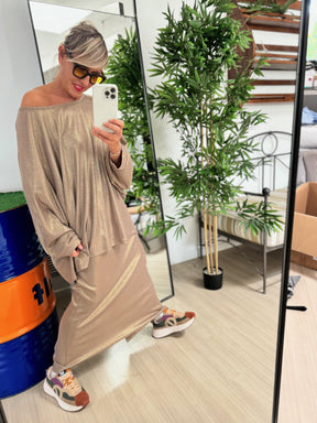 DEJA VU - MAGLIA OVER  COSTINA LAMINATA - ORO AP401/ ORO DEJA VU 