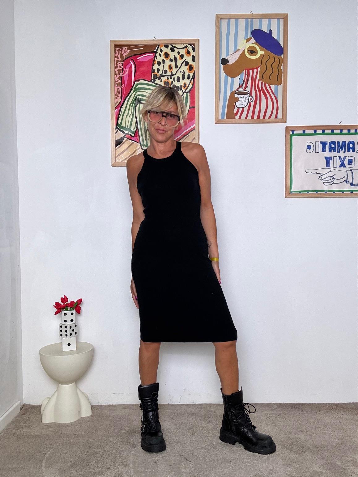 FEMALE - twin set abito + cardigan: elegante, versatile e super femminile VA837/ NERO FEMALE 