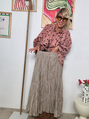 FEMALE - Gonna Lunga Plissé Effetto Stropicciato  Libertà di Movimento, Stile Naturale BEIGE W5852/ BEIGE FEMALE 