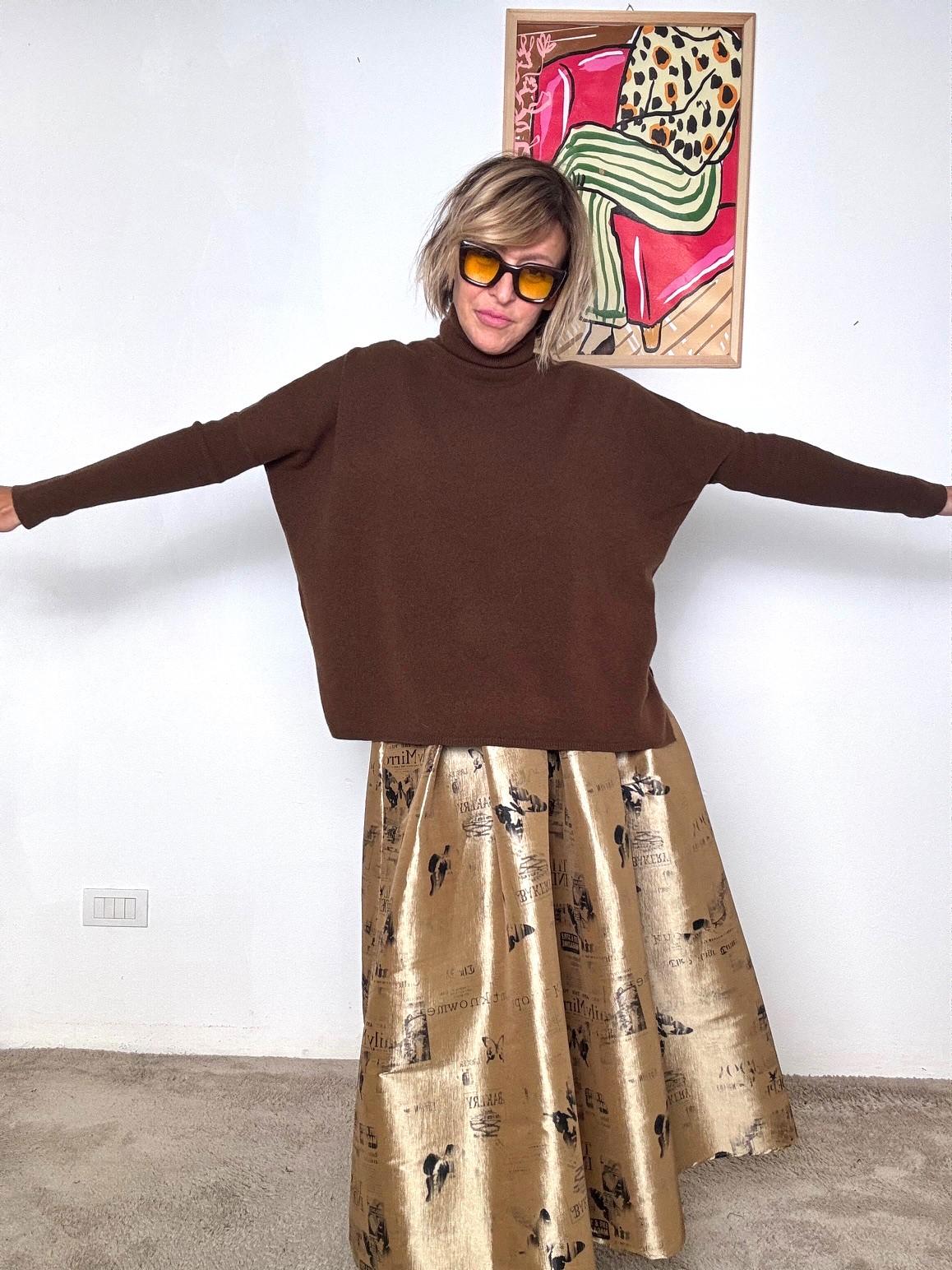 SOUVENIR- Maglia dolcevita morbida a manica lunga moro B38D0065/ MORO SOUVENIR 