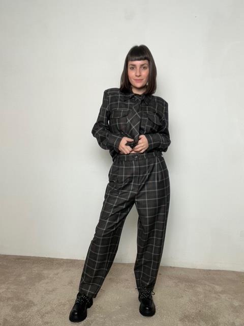 SOUVENIR_ Pantalone check S38M1432/ MORO SOUVENIR 