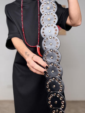 FEMALE - Abito in punto milanp con Cintura Traforata in Vita 39076KQCLM+P/ NERO FEMALE 