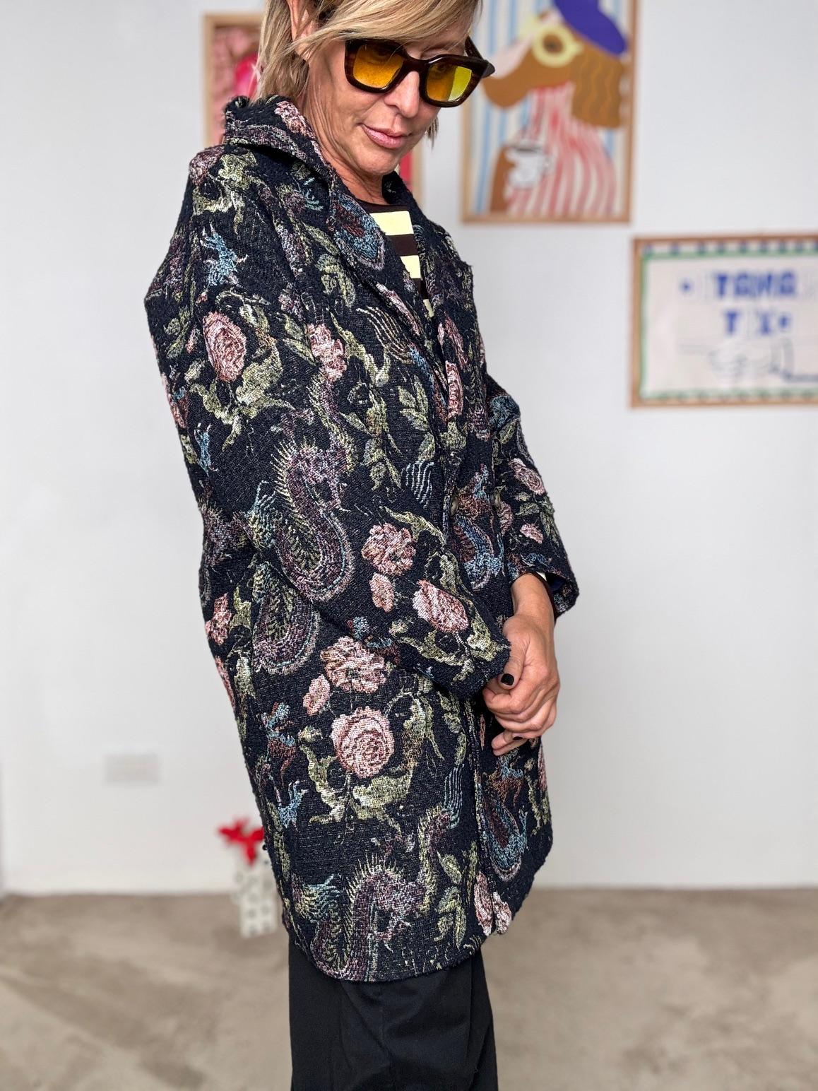 FEMALE - Cappotto jacquard fantasia  Eleganza con personalità BLU L5M264/ FANTA BLU FEMALE 