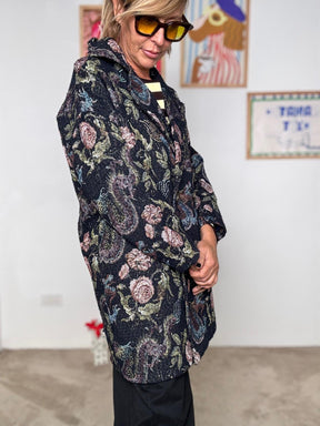 FEMALE - Cappotto jacquard fantasia  Eleganza con personalità BLU L5M264/ FANTA BLU FEMALE 