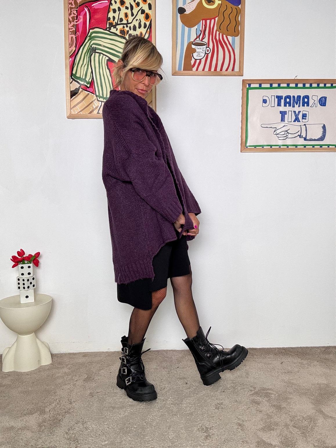 SUSY STAR - Cardigan donna viola oversize  morbido, trendy e super versatile VIOLA ST572002/ VIOLA SUSY STAR 