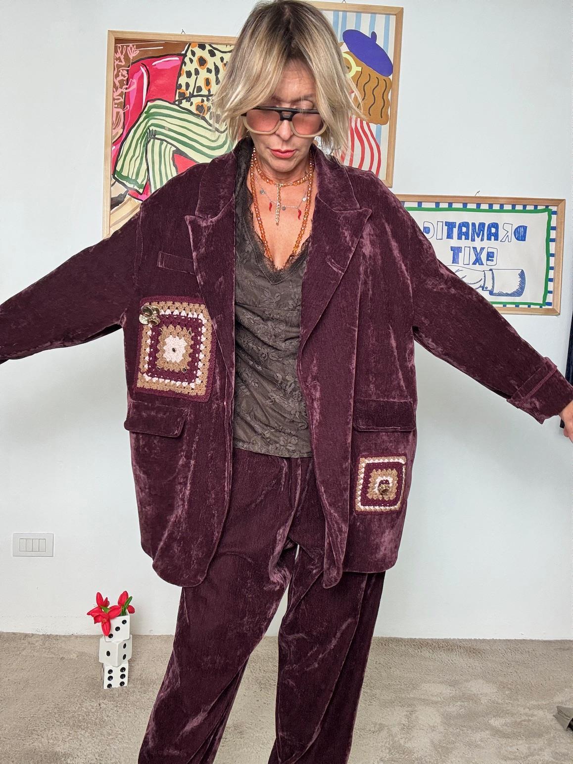 SUSY STAR - Giacca in ciniglia con dettagli crochet VINO STSS2957/ VINO SUSY STAR 