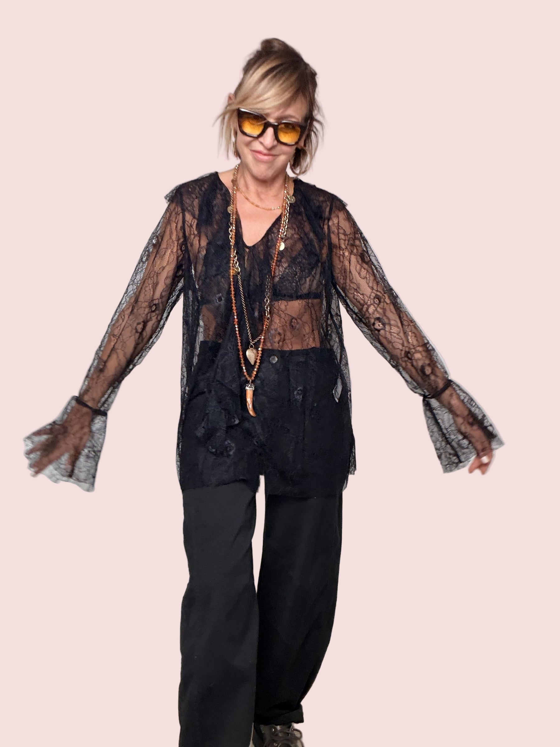 SUSY STAR - MAGLIA  PIZZO NERO ST25909/ NERO SUSY STAR 