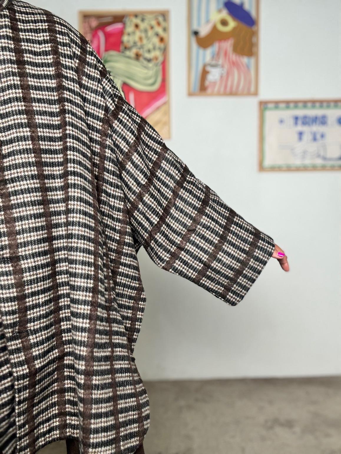 FEMALE - Giacca-cappotto oversize a fantasia: calda, comoda e super trendy WM2548/ MORO FEMALE 