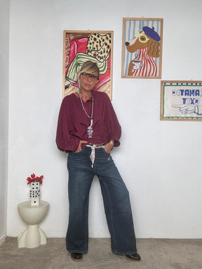 FEMALE -.Jeans a gamba larga con cintura-bandana: stile casual e creativo WY127/ JEANS FEMALE 