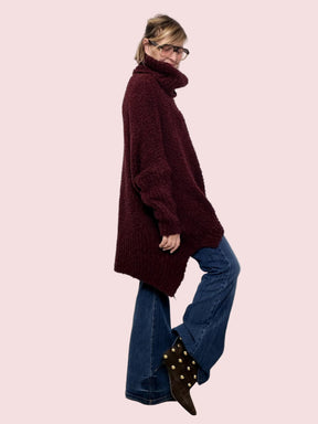 FEMALE - MAXI MAGLIA NUVOLETTA SOFT  il pullover che ti avvolge con leggerezza 9633/ VINO FEMALE 