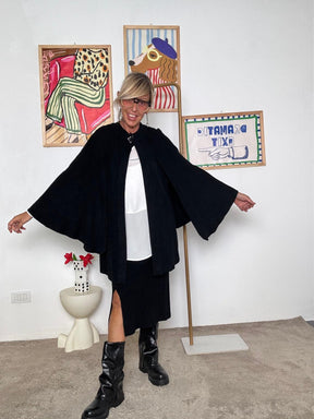 FEMALE - Giacca mantella donna elegante con top integrato  stile chic e sofisticato LA90015/ NERO FEMALE 