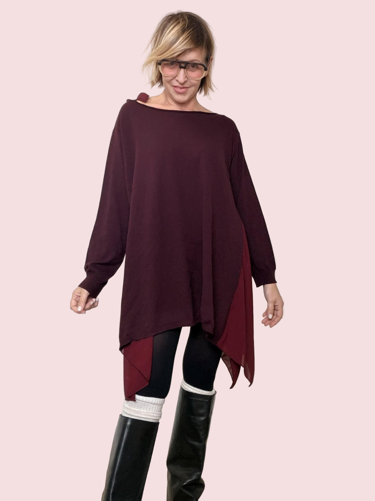 SUSY STAR - Maglia over con taglio a vele ST78401/ BORDEAUX SUSY STAR 