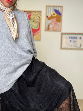 DEJA VU - Gonna lunga in pizzo con doppio effetto NERO A25AN302/ NERO DEJA VU 