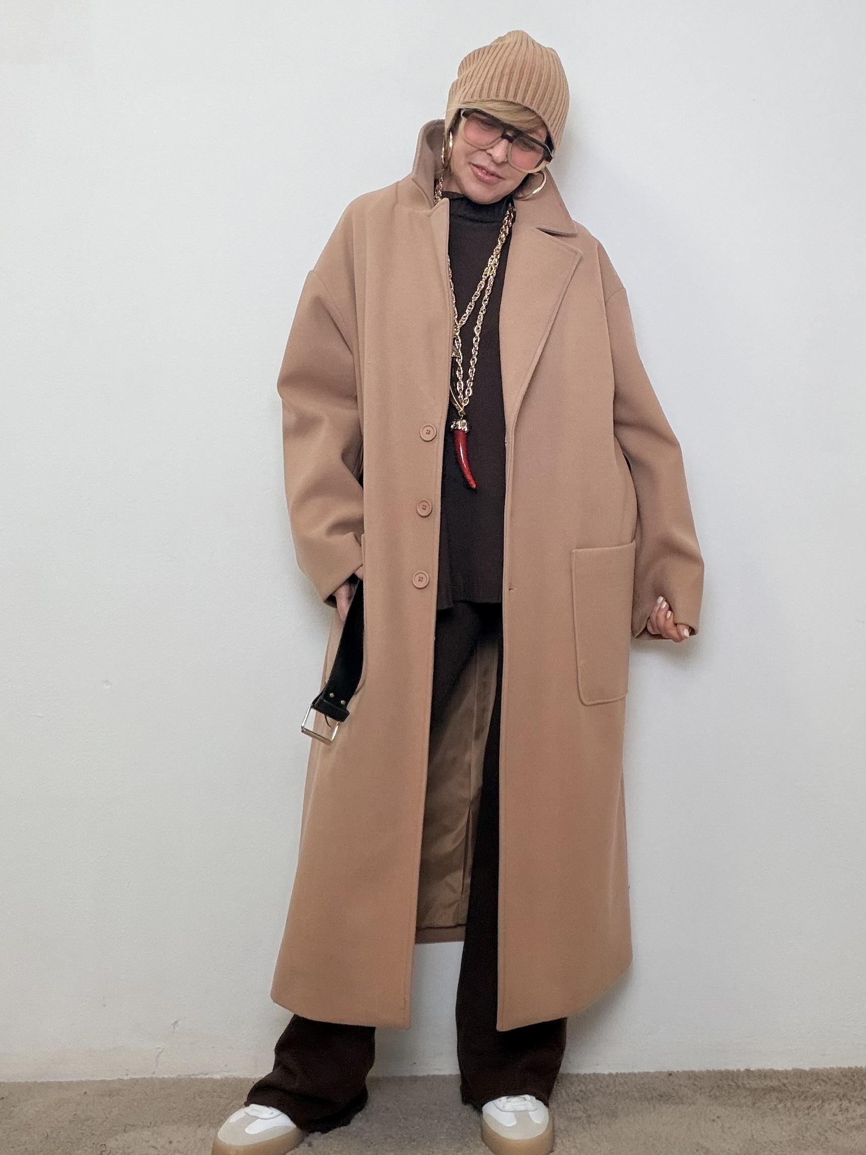 DEJA VU- Cappotto Lungo Soft  Linee pulite, stile senza sforzo A25SG608/ BEIGE DEJA VU 