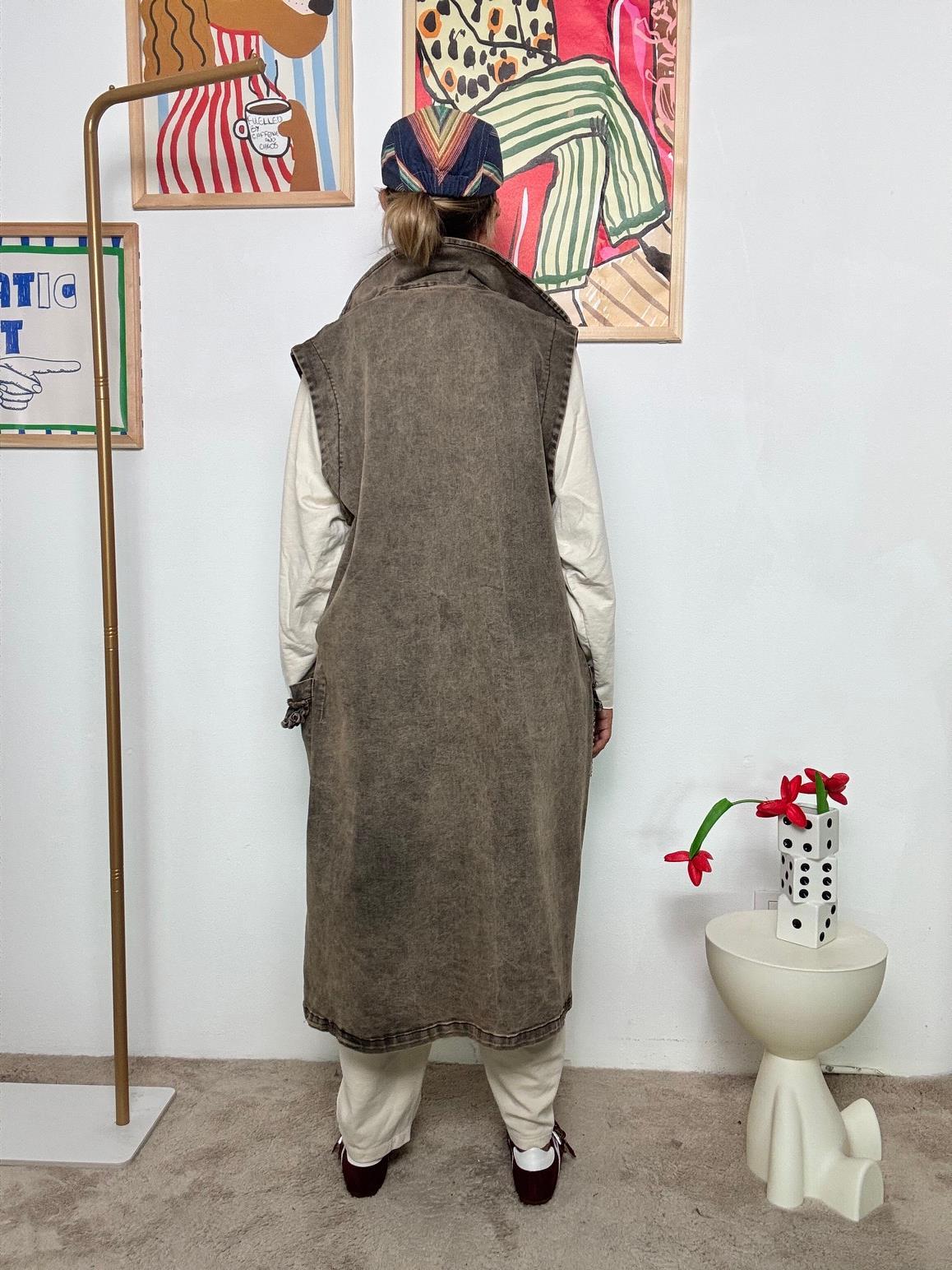 SUSY STAR - Gilet Lungo Effetto Denim  Spirito Urban, Anima Creativa ST3065/ MARMORIZZATO SUSY STAR 