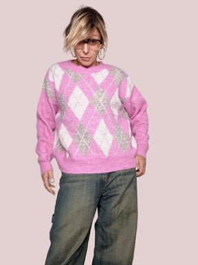 FEMALE -Maglia Pink Argyle ZM69119/ FANTASIA ROSA FEMALE 