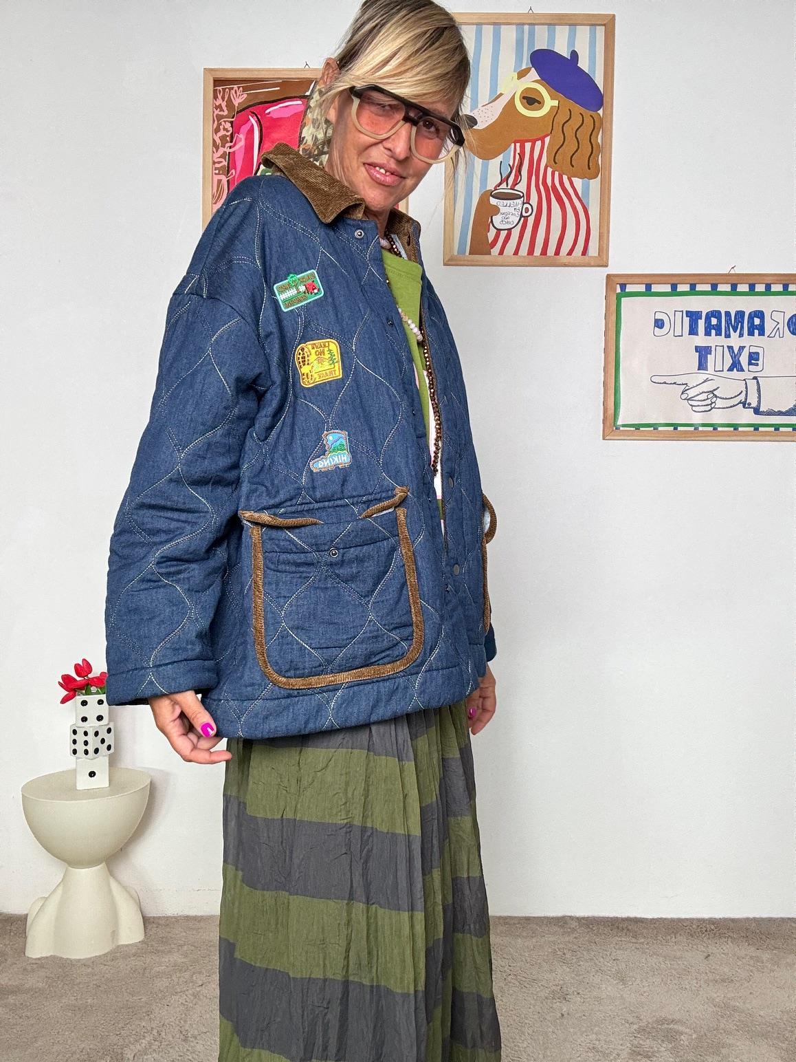 FEMALE - Giacca di jeans trapuntata donna con patch colorate WM2589DAI/ JEANS FEMALE 