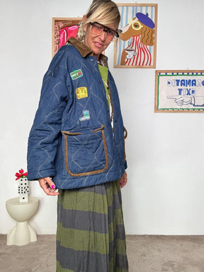 FEMALE - Giacca di jeans trapuntata donna con patch colorate WM2589DAI/ JEANS FEMALE 