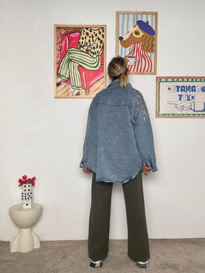 FEMALE - Camicia oversize in denim con dettagli gioiello: casual e super glam L11512/ JEANS FEMALE 