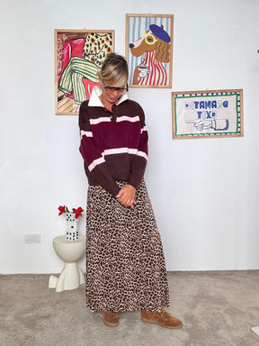 FEMALE - Polo donna in tessuto elasticizzato a righe  casual, comoda e super trendy ZM69136/ VINO/MORO FEMALE 