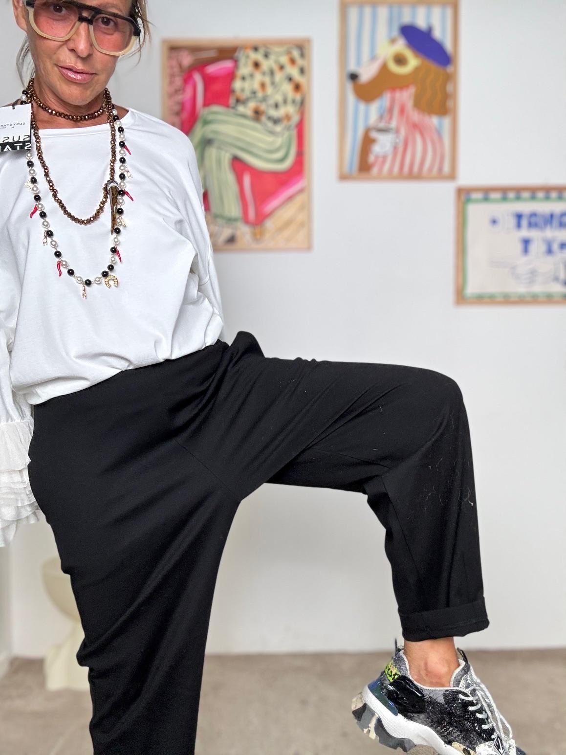 SUSY STAR - Pantalone in punto Milano: comodo, versatile e super chic NERO ST83494PMV/ NERO SUSY STAR 