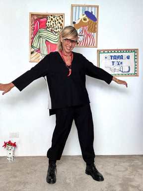 DEJA VU - Maglia donna in bengalina  comfort e stile NERO A25FL404/ NERO DEJA VU 