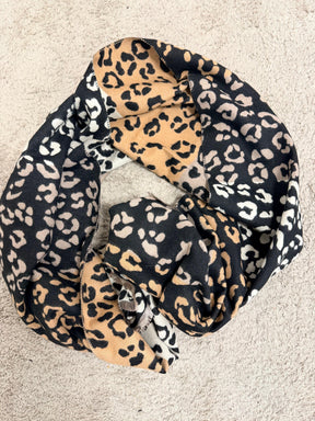 SUSY MIX- Sciarpa Maxi Animalier Double Face ST9318RE/ NERO SUSY STAR 