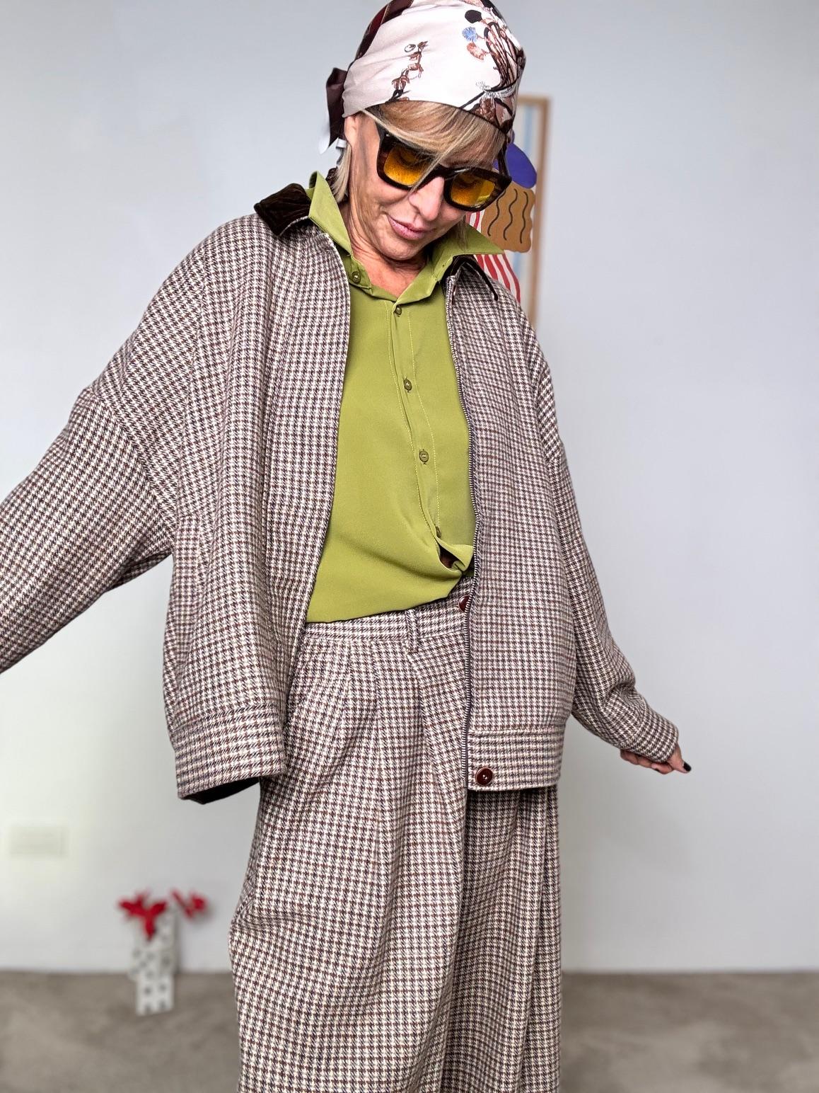 FEMALE - Giacca leggera fantasia check  elegante e versatile WM2572/ MORO FEMALE 