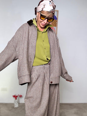 FEMALE - Giacca leggera fantasia check  elegante e versatile WM2572/ MORO FEMALE 