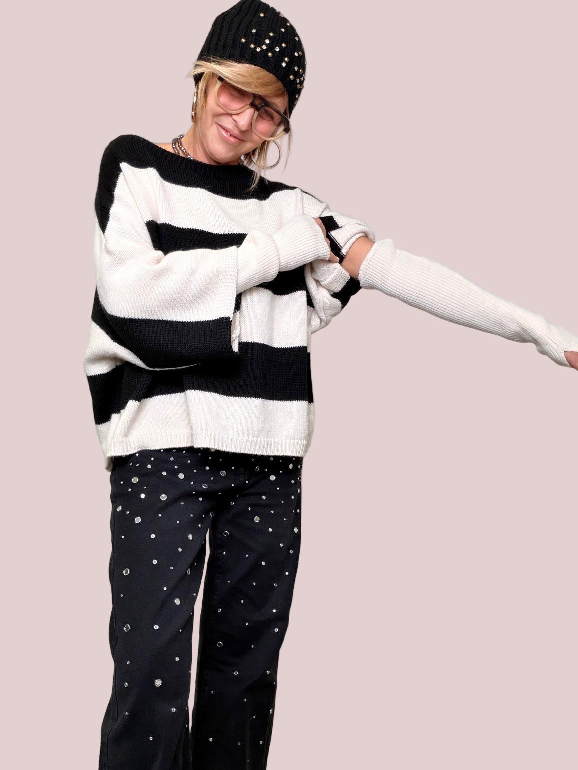 PHILIA LOFT - MAGLIA DOUBLE FUN  CON MANICOTTI PANNA F01E0884/ PANNA PHILIA LOFT 