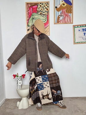 DEJA VU - Giacca Oversize Donna a Quadri Marrone  Stile Casual Chic e Intramontabile A25AP601/ CHECK DEJA VU 