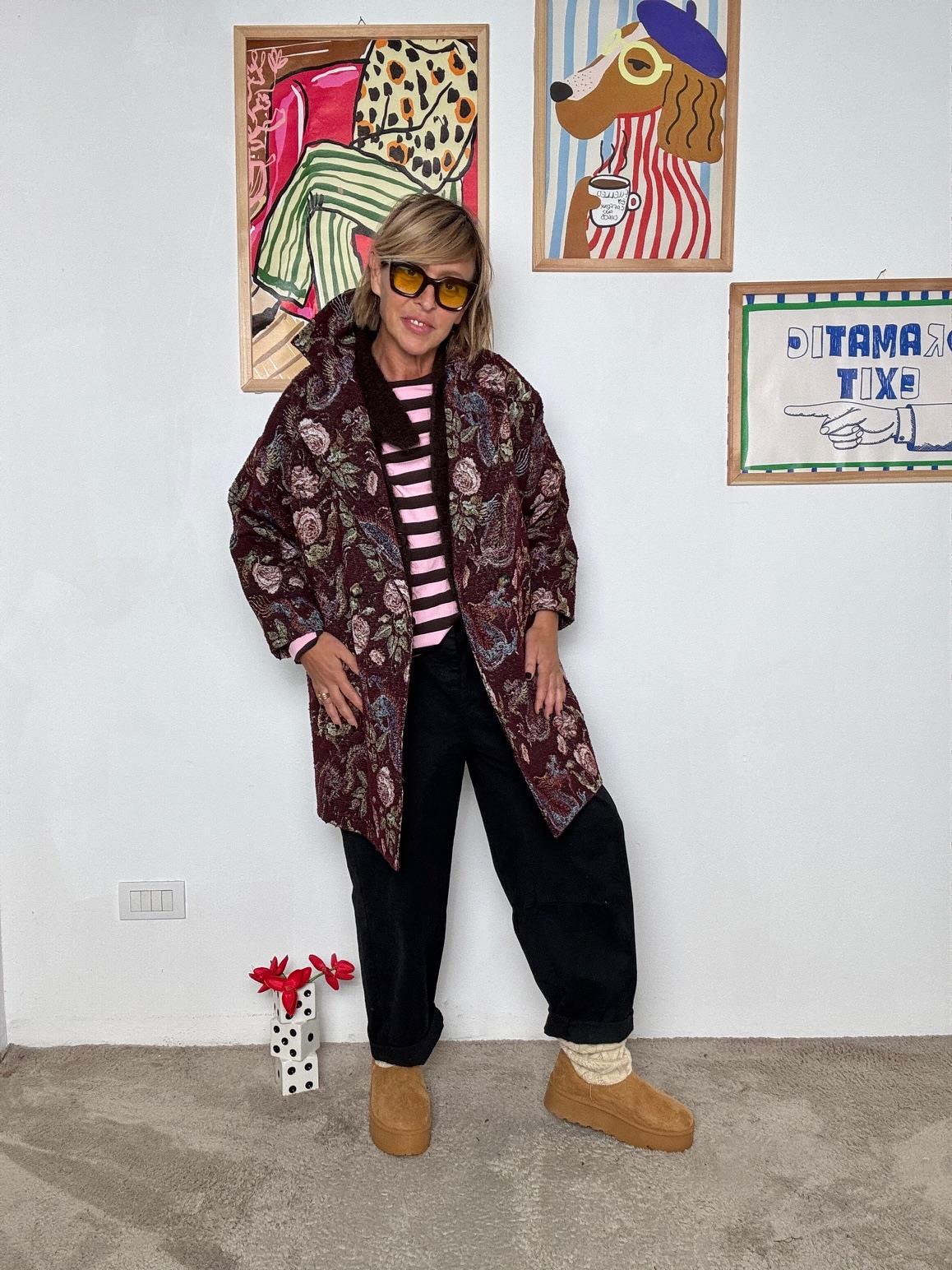 FEMALE - Cappotto jacquard fantasia  Eleganza con personalità VINO L5M264/ FANTA VINO FEMALE 