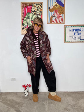 FEMALE - Cappotto jacquard fantasia  Eleganza con personalità VINO L5M264/ FANTA VINO FEMALE 