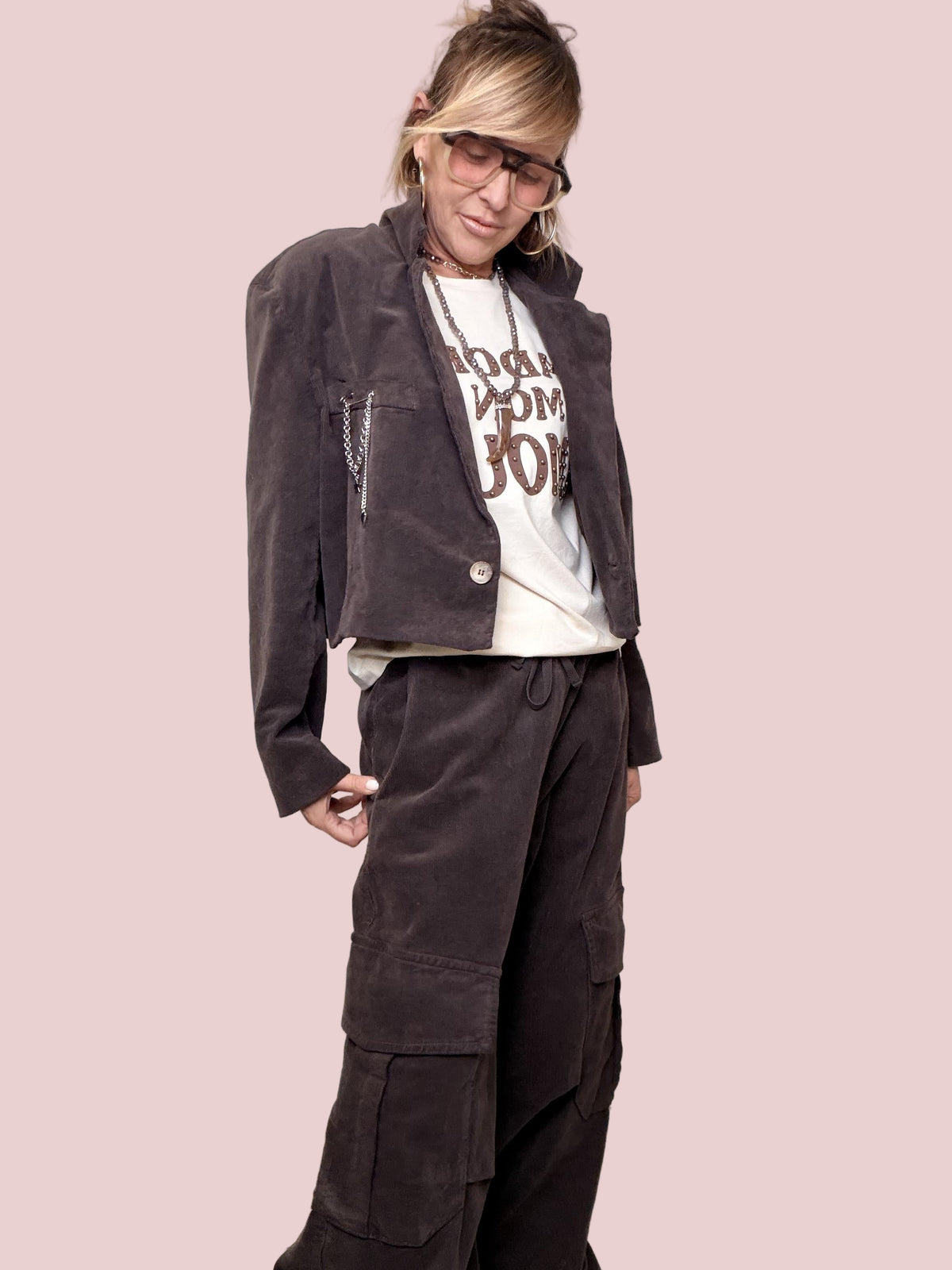 PHILIA LOFT - GIACCA CORDUROY CROP D01E0833/ MORO PHILIA LOFT 