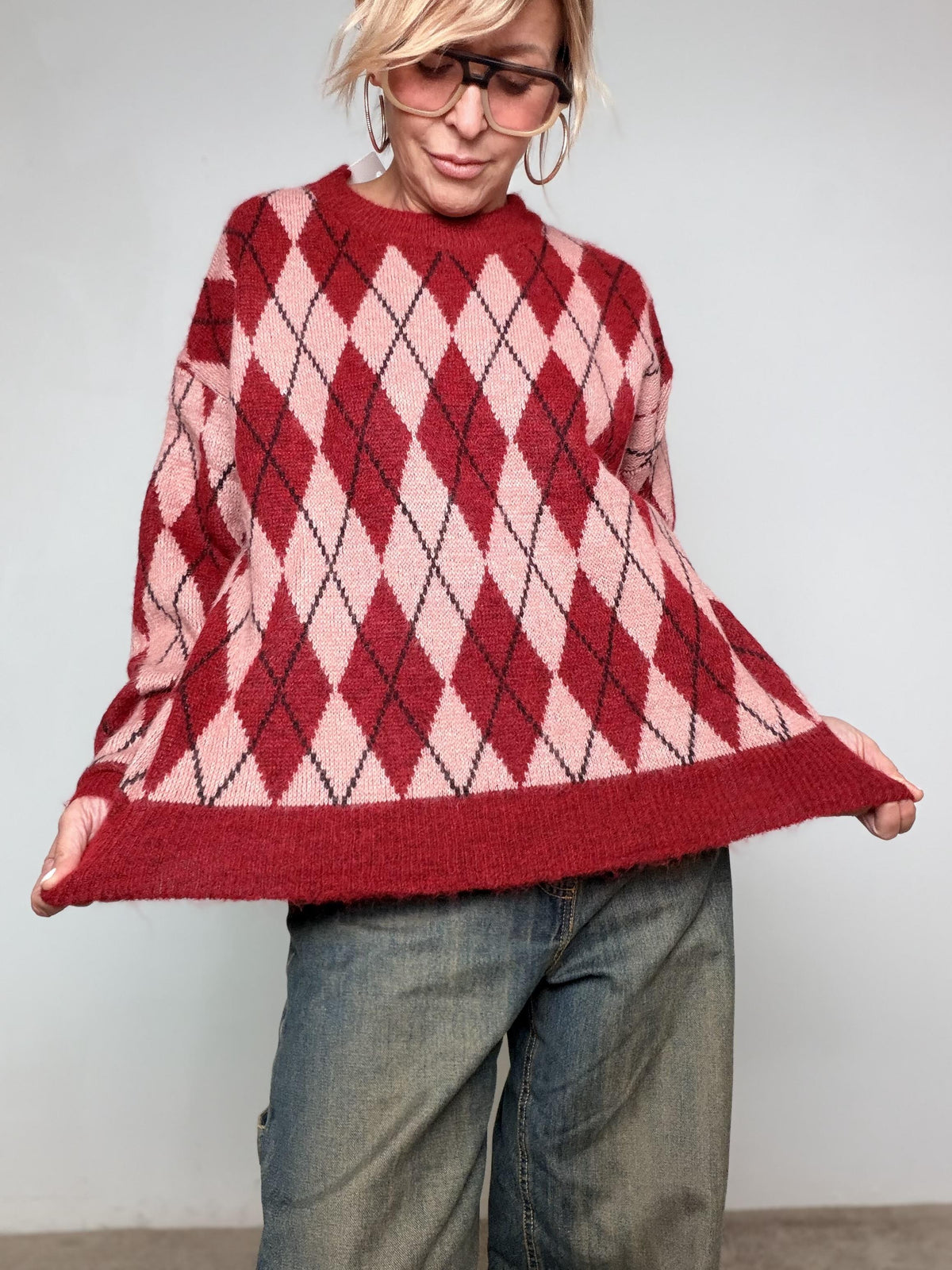 FEMALE -Maglia Argyle Vibes ZM69120/ FANTASIA ROSSA FEMALE 