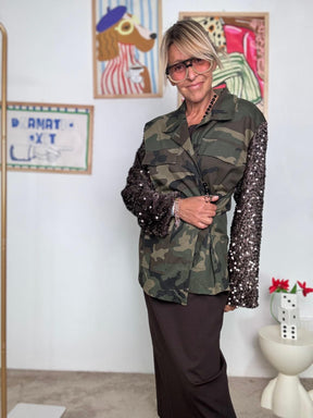 SUSY STAR - Giacca Military-Chic con Maniche in Paillettes  Camouflage con Scintilla! STS7278/ CAMOUFLAGE SUSY STAR 