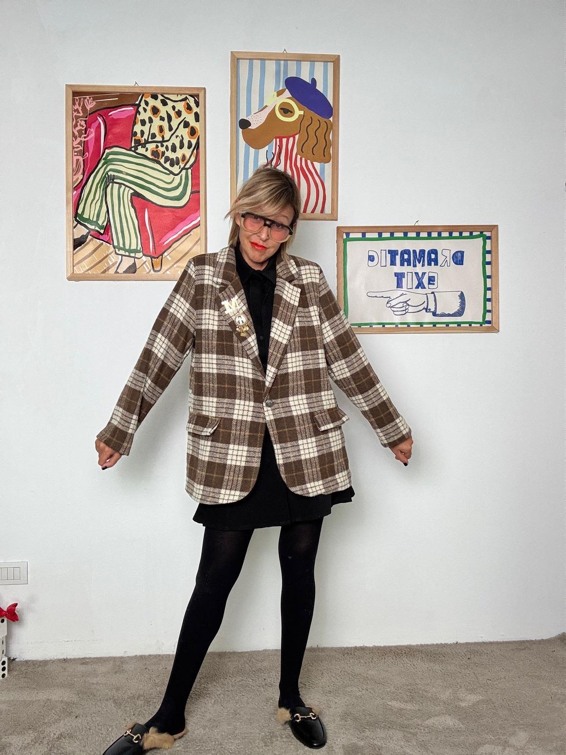 FEMALE - Giacca over a quadri moro A7006-H9/ CHECK MORO FEMALE 