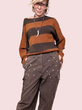 PHILIA LOFT - PANTALONE CARGO BIJOUX D01E0535/ MORO PHILIA LOFT 