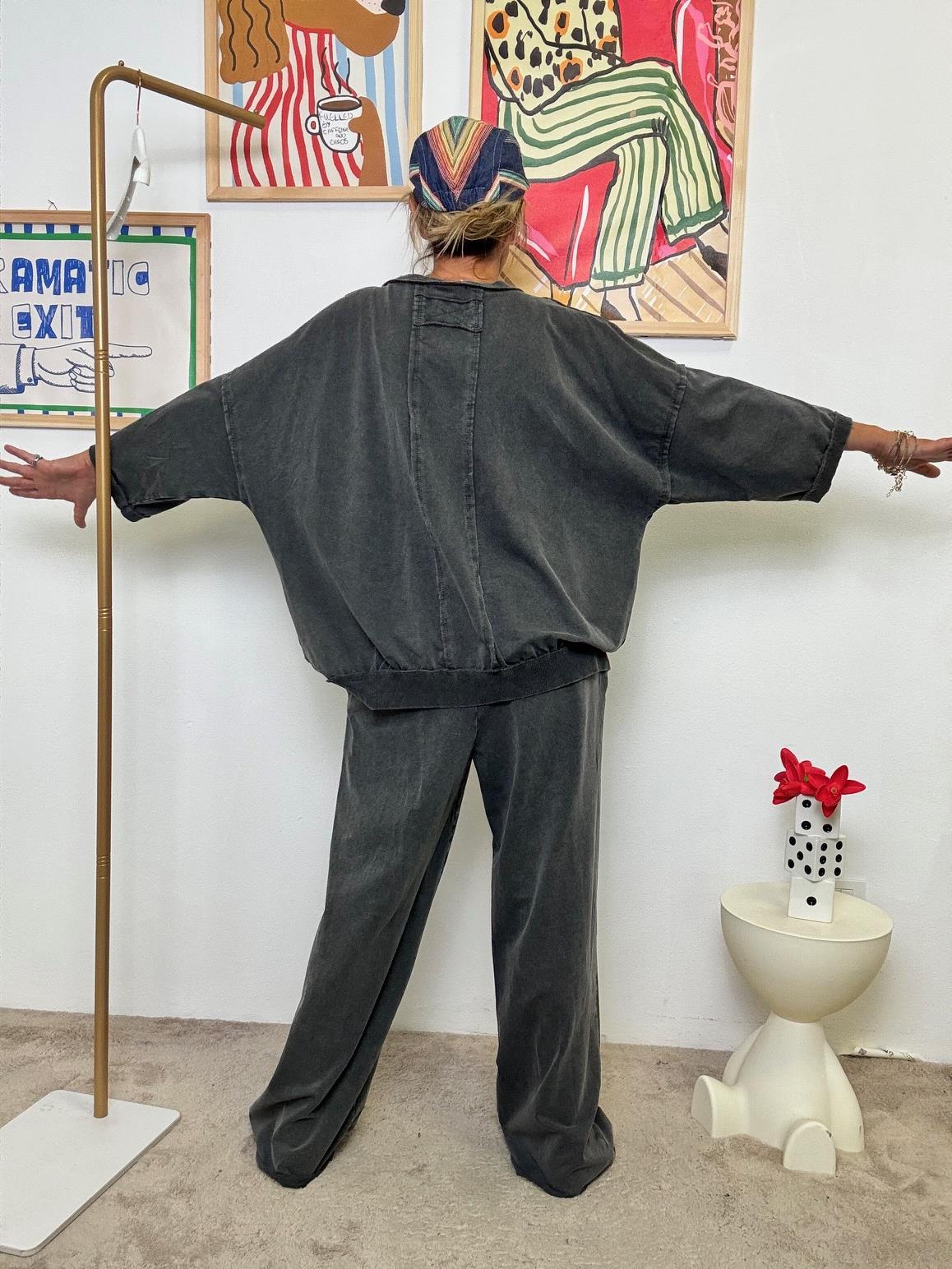 Felpa Oversize Nube Soft  Tinta in Capo nero M54513-2/ NERO FEMALE 