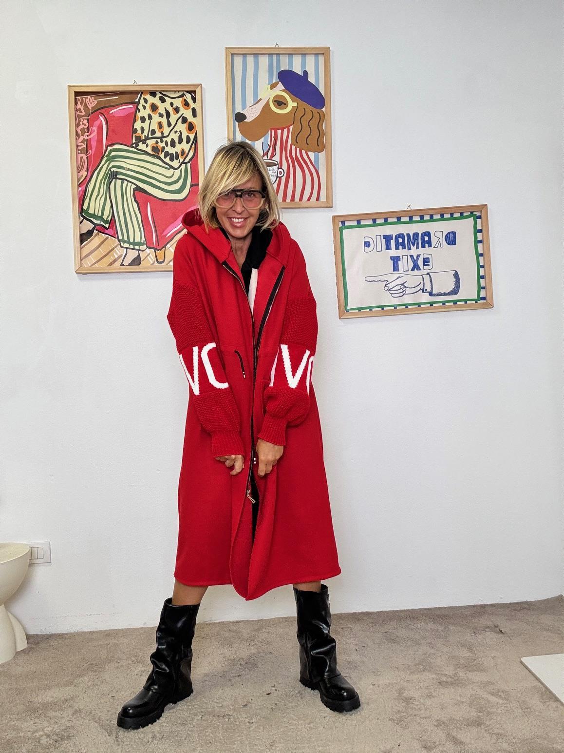 FEMALE - Cappottino in  panno con cappuccio  stile cozy e grinta urbana ROSSO 80069/ LOVE ROSSO FEMALE 