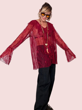 SUSY STAR - MAGLIA  PIZZO VINO ST25909/ VINO SUSY STAR 