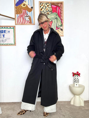 SOUVENIR - Cappotto lungo con cintura  eleganza senza tempo e comfort avvolgente NERO W38S0258/ NERO SOUVENIR 