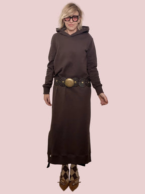 Abito felpa lungo super comfy e ultra chic M38F1611/ MORO SOUVENIR 