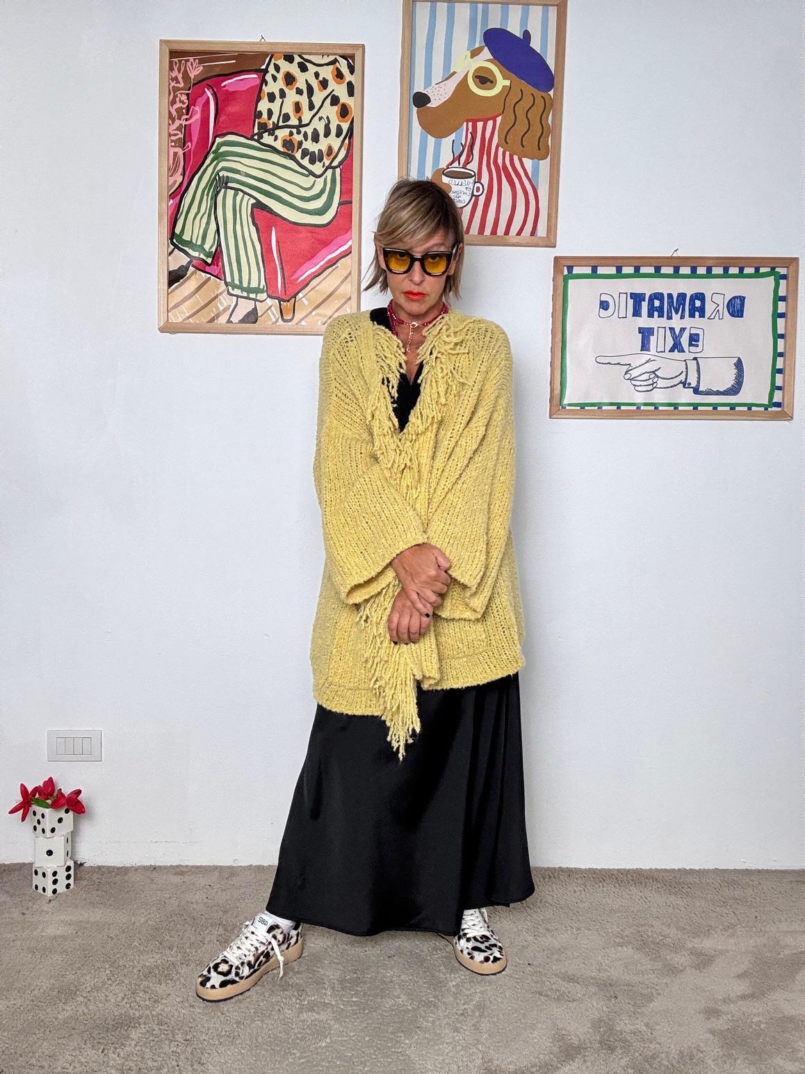 deja vu - Cardigan maxi effetto cocoon  Abbraccio di stile GIALLO A25SS602/ GIALLO DEJA VU 